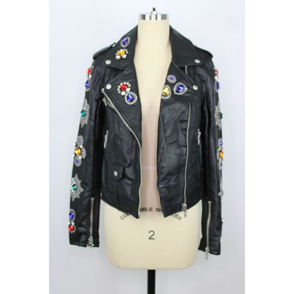 BlankNYC Gold Digger Jewel Moto Jacket XS NWT $188 - Picture 4 of 12